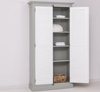 Landhausmöbel Schrank Weiß und Grau 109x210x40 cm Kiefernholz massiv