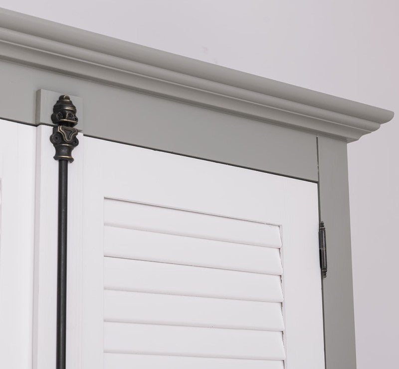Landhausmöbel Schrank Weiß und Grau 109x210x40 cm Kiefernholz massiv