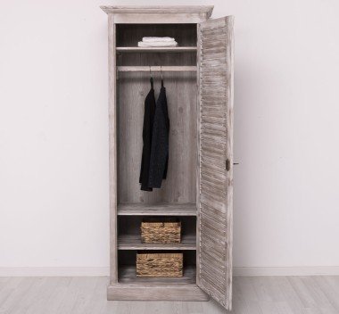 Landhausmöbel Schrank Shabby Chic Kleiderschrank 76x200x59 cm Kiefernholz massiv