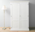 Landhausstil Schrank Weiß 134x200x59 cm Kiefernholz massiv