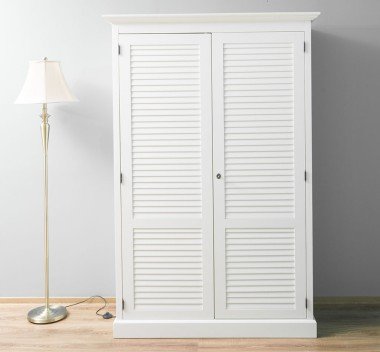 Landhausstil Schrank Weiß 134x200x59 cm Kiefernholz massiv
