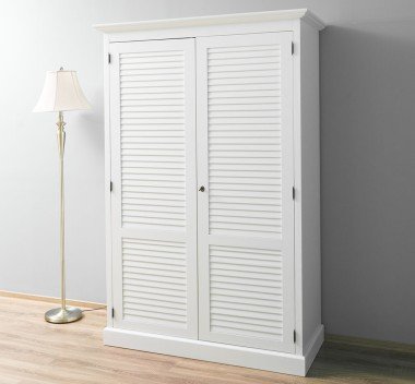 Landhausstil Schrank Weiß 134x200x59 cm Kiefernholz massiv