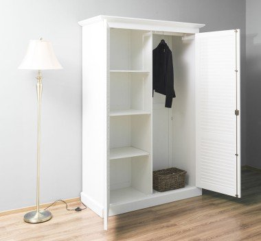 Landhausstil Schrank Weiß 134x200x59 cm Kiefernholz massiv