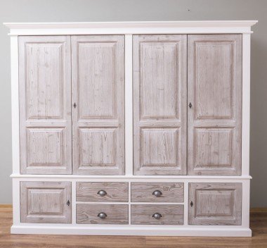 Schrank Shabby Chic Kleiderschrank 232x197x59 cm Kiefernholz massiv