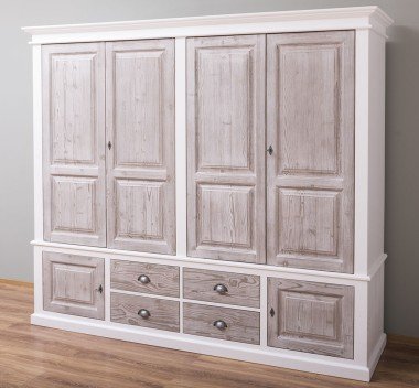 Schrank Shabby Chic Kleiderschrank 232x197x59 cm Kiefernholz massiv