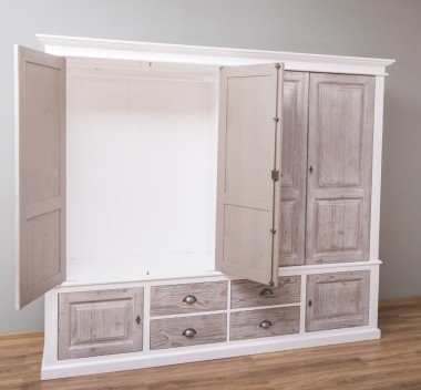 Schrank Shabby Chic Kleiderschrank 232x197x59 cm Kiefernholz massiv