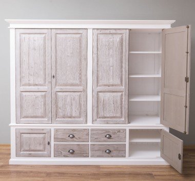 Schrank Shabby Chic Kleiderschrank 232x197x59 cm Kiefernholz massiv