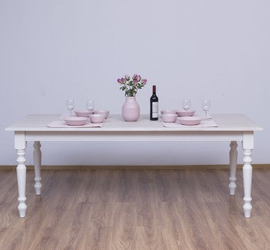 Esstisch weiß Kiefernholz Eichenholz Massiv 210x78x90 cm