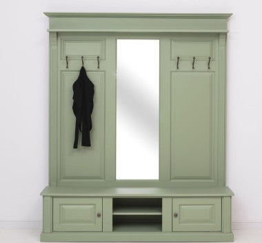 Landhausstil Garderobe Salbei Grün 181x210x41 cm Kiefernholz massiv
