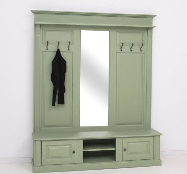 Landhausstil Garderobe Salbei Grün 181x210x41 cm Kiefernholz massiv