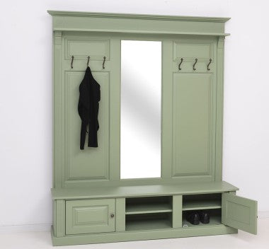 Landhausstil Garderobe Salbei Grün 181x210x41 cm Kiefernholz massiv