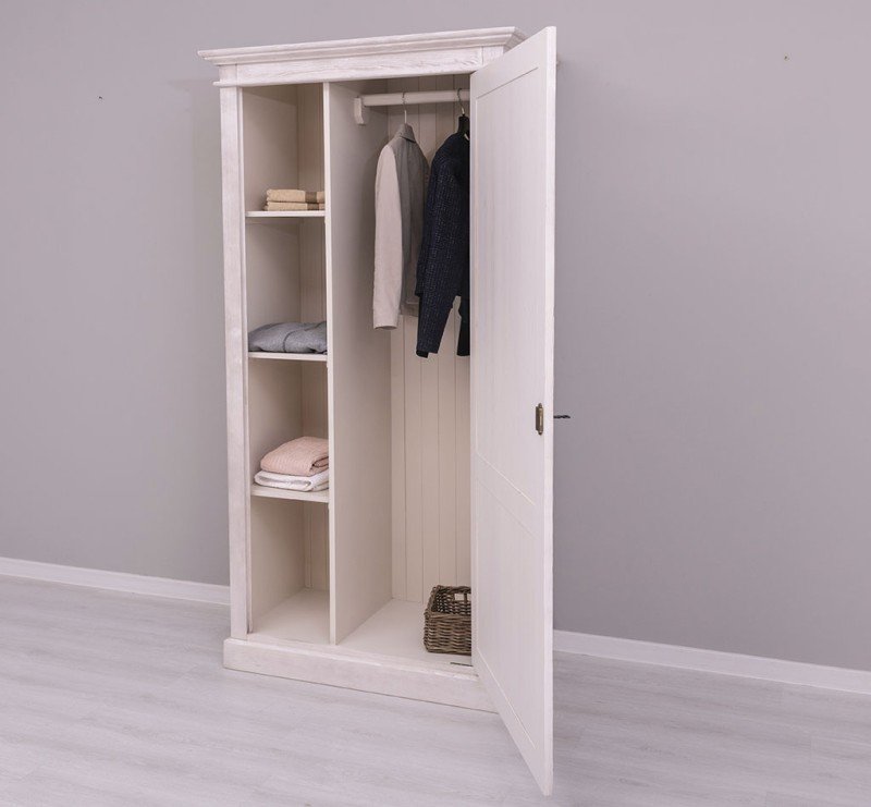 Landhaus Schrank Kleiderschrank 103x200x59 cm Kiefernholz massiv