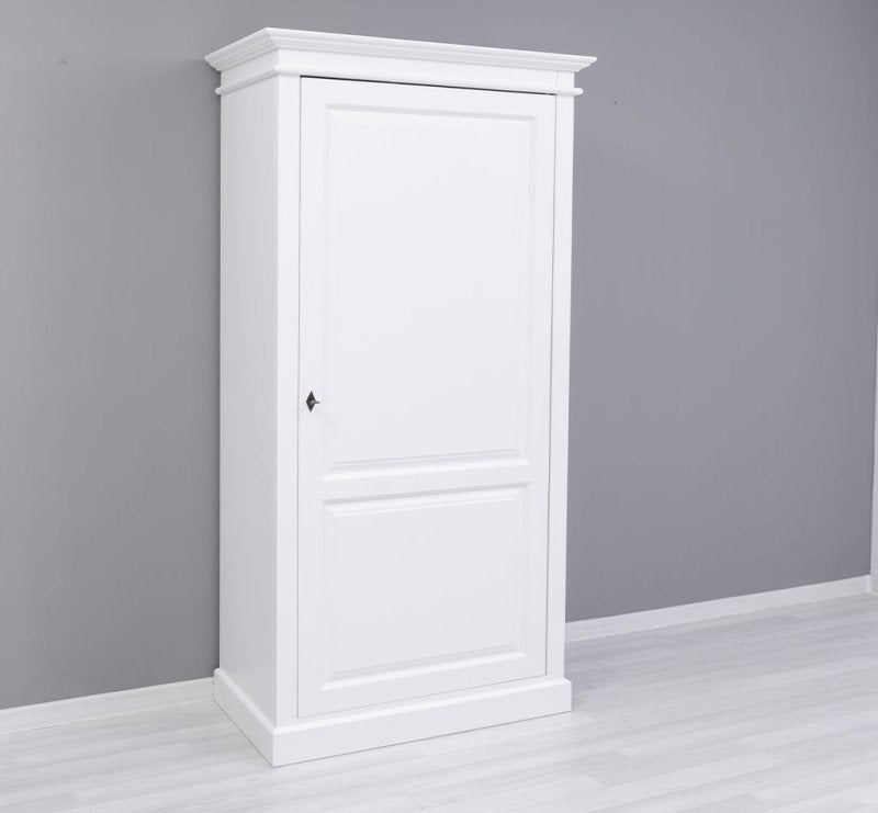Landhaus Kleiderschrank Weiß 103x200x59 cm Kiefernholz massiv