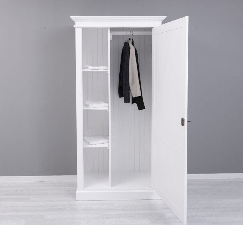 Landhaus Kleiderschrank Weiß 103x200x59 cm Kiefernholz massiv