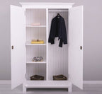 Landhaus Kleiderschrank Weiß 121x200x54 cm Kiefernholz massiv