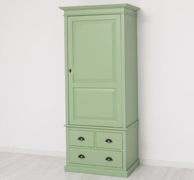 Landhaus Schrank Grün 85x197x59 cm Kiefernholz massiv