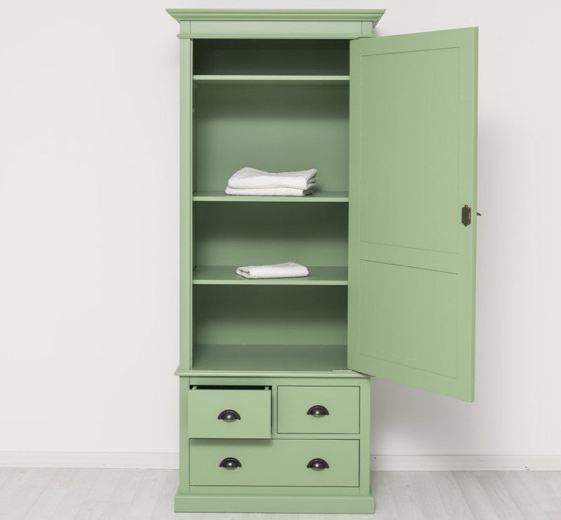 Landhaus Schrank Grün 85x197x59 cm Kiefernholz massiv