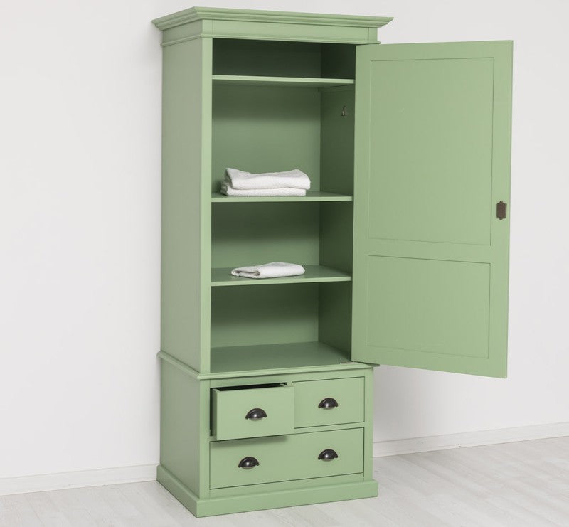 Landhaus Schrank Grün 85x197x59 cm Kiefernholz massiv