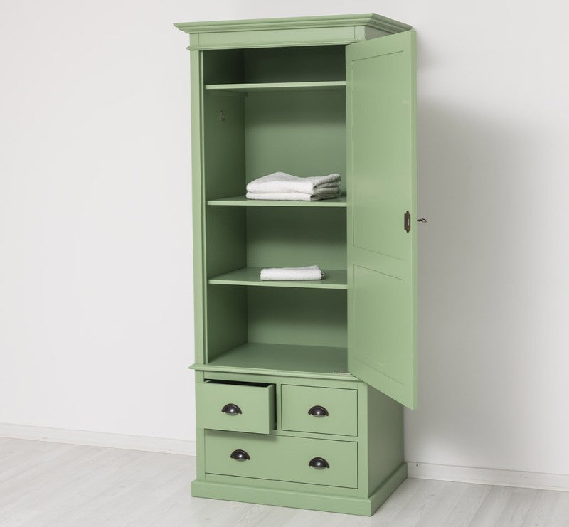 Landhaus Schrank Grün 85x197x59 cm Kiefernholz massiv