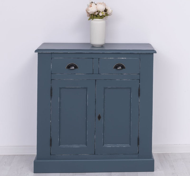 Kommode Antikblau Landhausmöbel Kiefernholz Massiv 90x93x47 cm