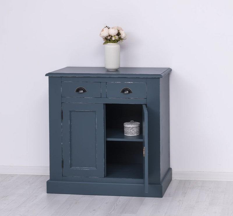 Kommode Antikblau Landhausmöbel Kiefernholz Massiv 90x93x47 cm