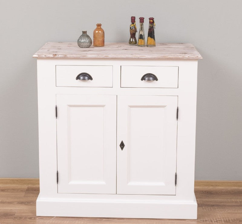 Kommode Cremeweiß Landhausmöbel Kiefernholz Massiv 90x93x47 cm