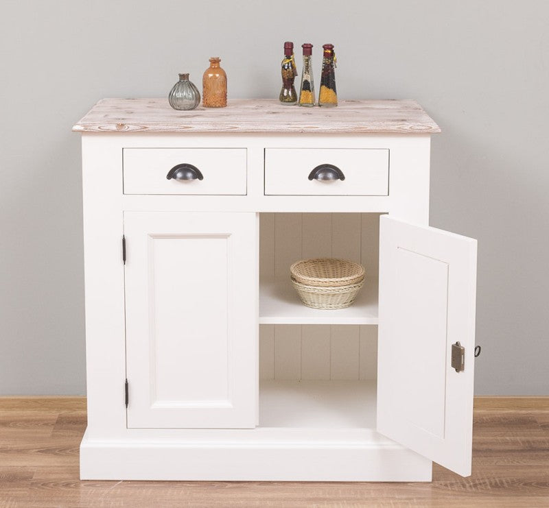 Kommode Cremeweiß Landhausmöbel Kiefernholz Massiv 90x93x47 cm