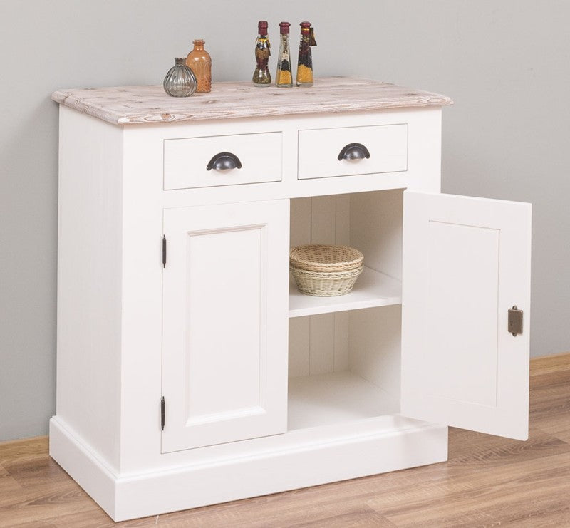 Kommode Cremeweiß Landhausmöbel Kiefernholz Massiv 90x93x47 cm