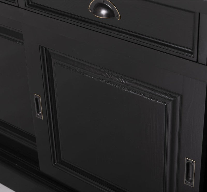 Sideboard Schwarz Landhausmöbel Kiefernholz Massiv 176x85x51 cm