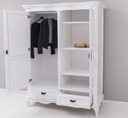Landhausstil Schrank Kleiderschrank 140x190x70 cm Kiefernholz massiv