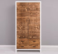 Landhaus Kleiderschrank Weiß und Natur 100x200x55 cm Kiefernholz massiv