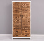 Landhaus Kleiderschrank Weiß und Natur 100x200x55 cm Kiefernholz massiv