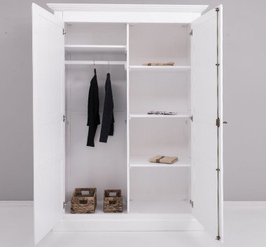 Landhausstil Schrank Weiß Kleiderschrank 149x210x67 cm Kiefernholz massiv