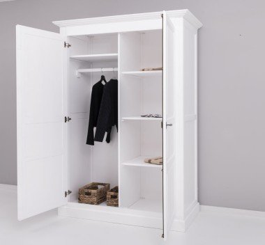 Landhausstil Schrank Weiß Kleiderschrank 149x210x67 cm Kiefernholz massiv