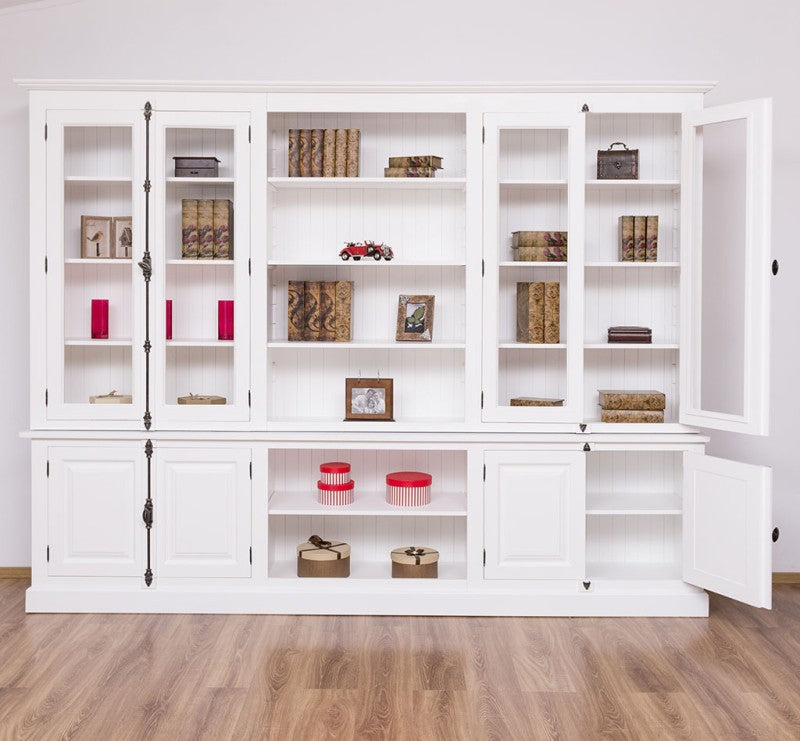Landhausstil Bücherregal Vitrine 300x228x50 cm Kiefernholz massiv