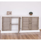 Kommode Weiß-Natur Kiefernholz Massiv 209x90x37cm