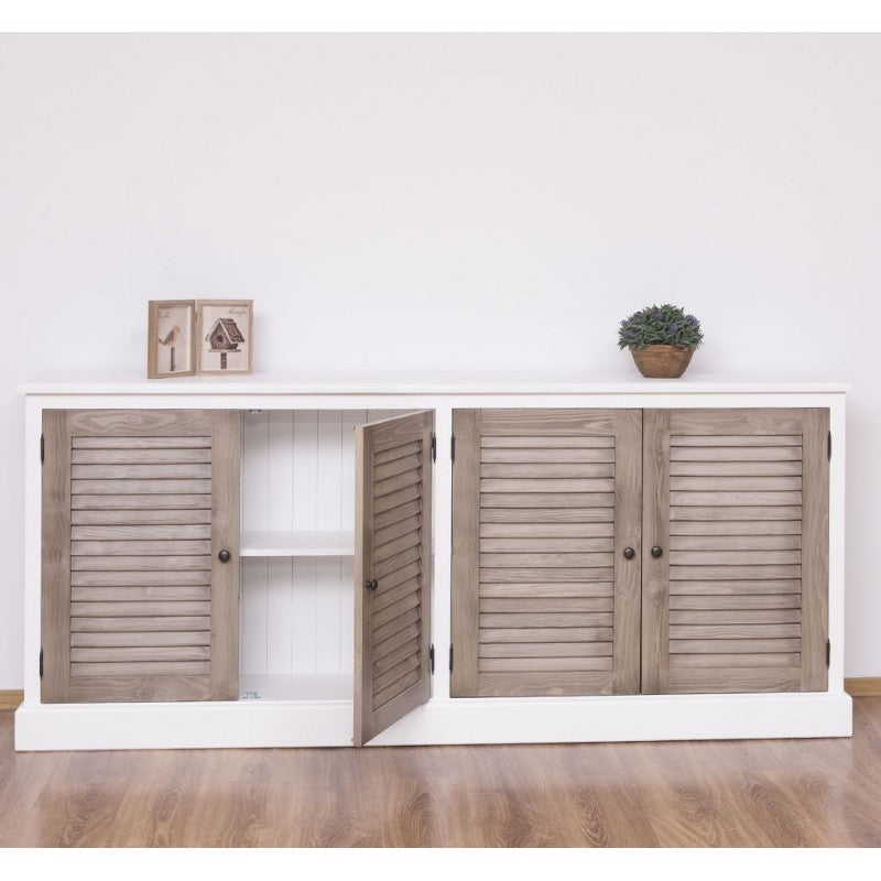 Kommode Weiß-Natur Kiefernholz Massiv 209x90x37cm