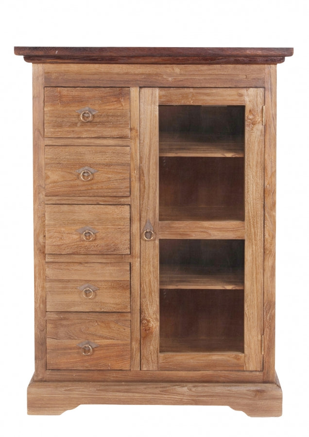 Teakholz Schrank Natur 86x122x39cm Massiv
