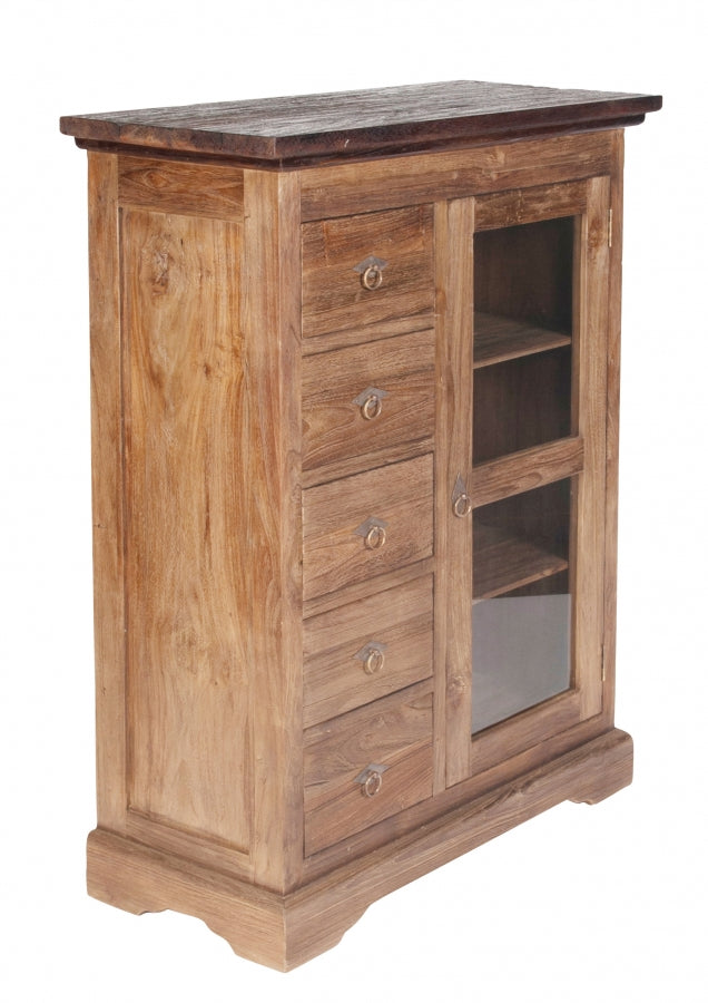 Teakholz Schrank Natur 86x122x39cm Massiv