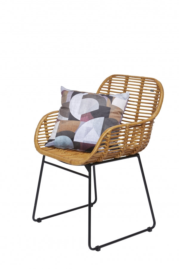 2er-Set Rattanstuhl mit Kufengestell 56x84x59cm